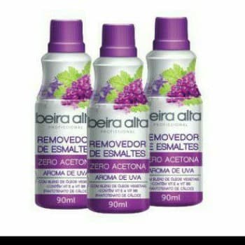 Kit com 3 unidades de Removedores de Esmalte  Beira Alta Aroma de Uva - 90ml.