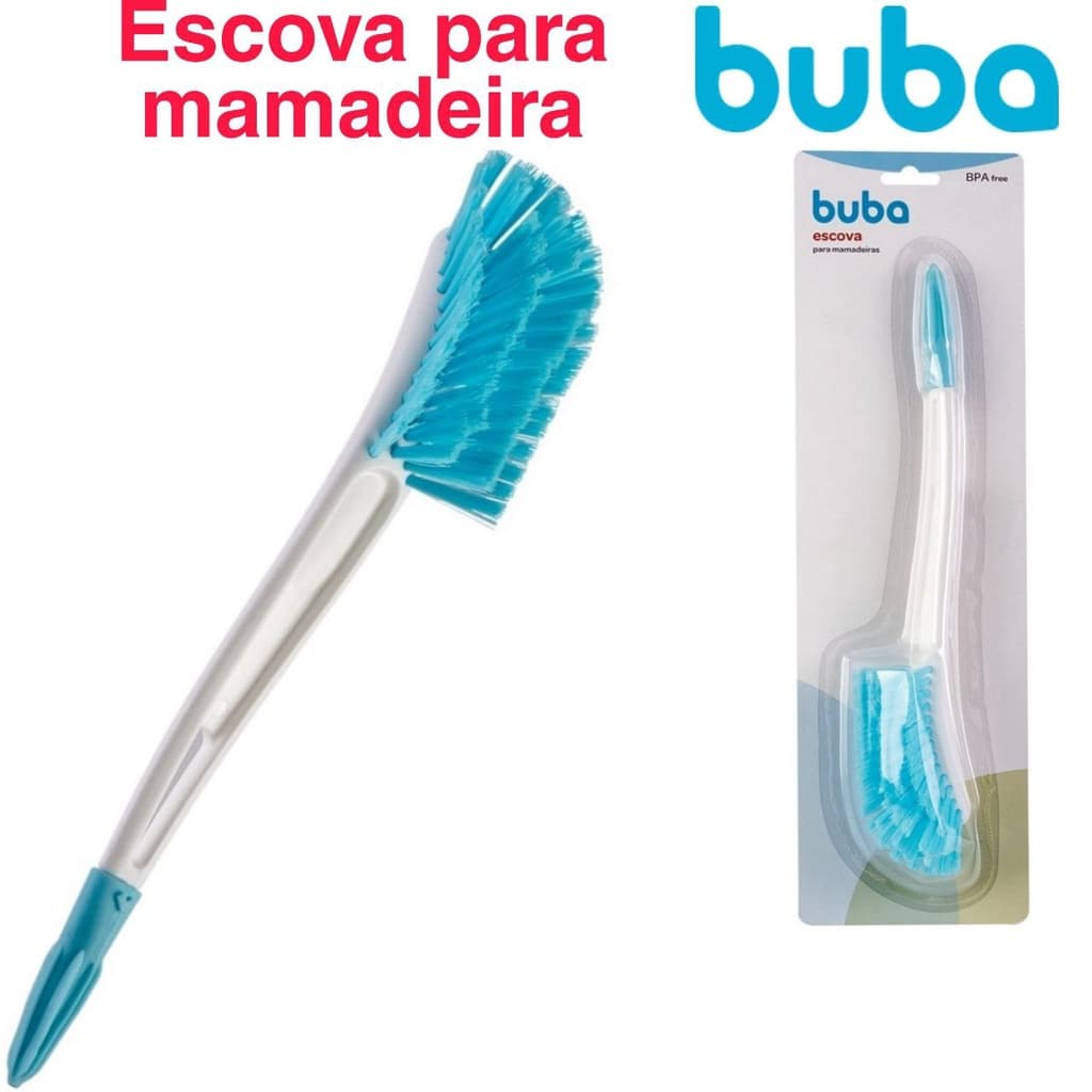 Escova Para Mamadeira com limpador de bico  (Branca e Azul | Branca e Rosa) Buba