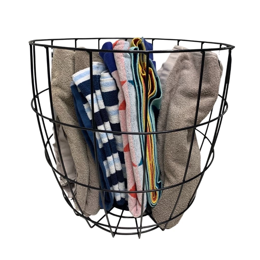 Cesto Organizador Roupa Toalha Decorativo Ferro Tam Grande