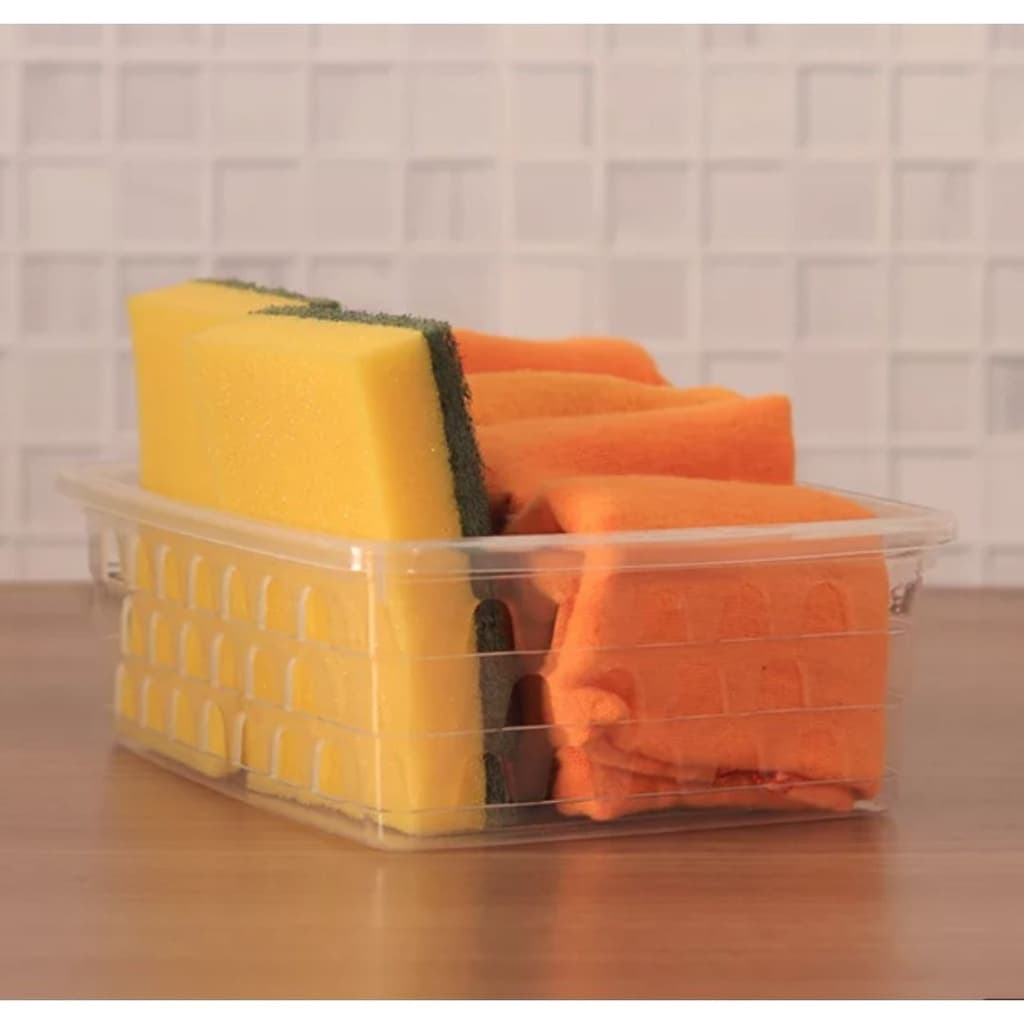 kit 12 Cesto Organizador Médio 20x15 Transparente Gaveta, Armário e Lavanderia Achado Shopee