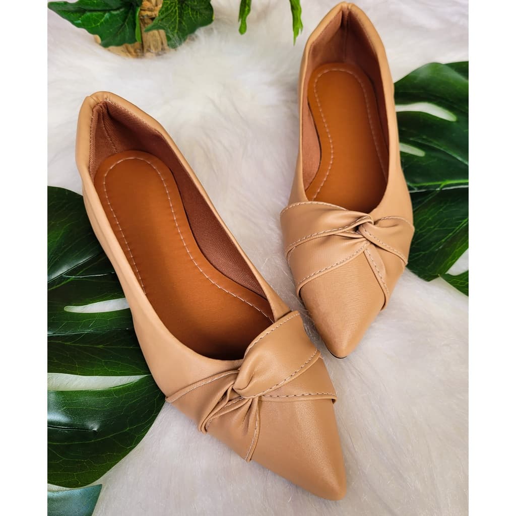 Sapatilha Bico Fino Feminino Sapato Feminina Nude Napa Rasteirinha Confortável Casual Promoção Novidade Premium
