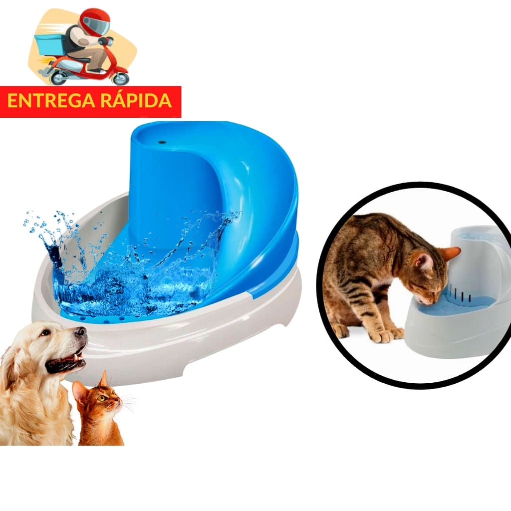 Bebedouro Fonte Automatico para Caes e Gatos Bivolt 2,5L - Tobo Fonte Agua Filtrada 110v/220v