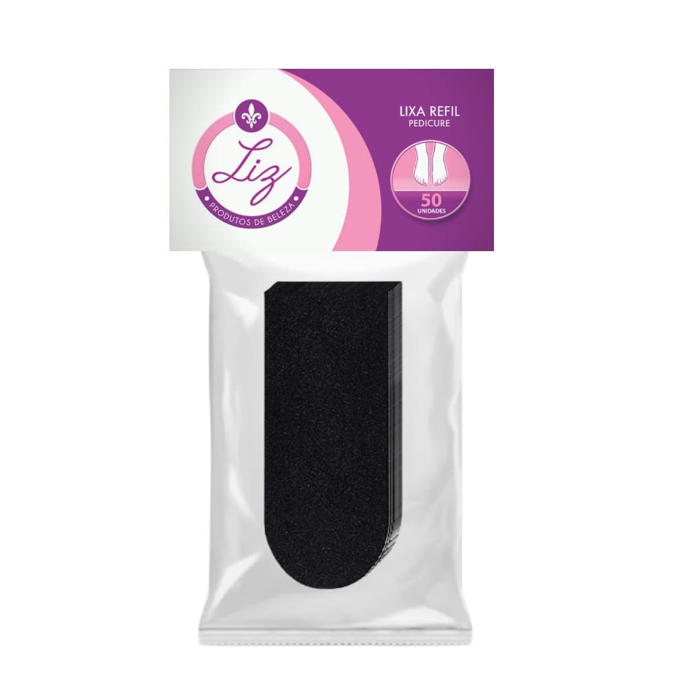 Refil Lixa de pé  Adesiva Aba Reta Preta 50 Unidades Liz produto de Beleza