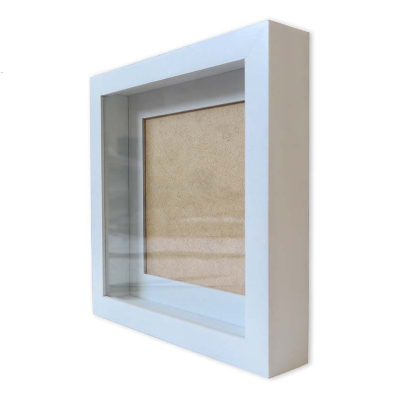 Quadro Moldura Caixa Alta 22x22cm Branco Com Paspatur e Vidro