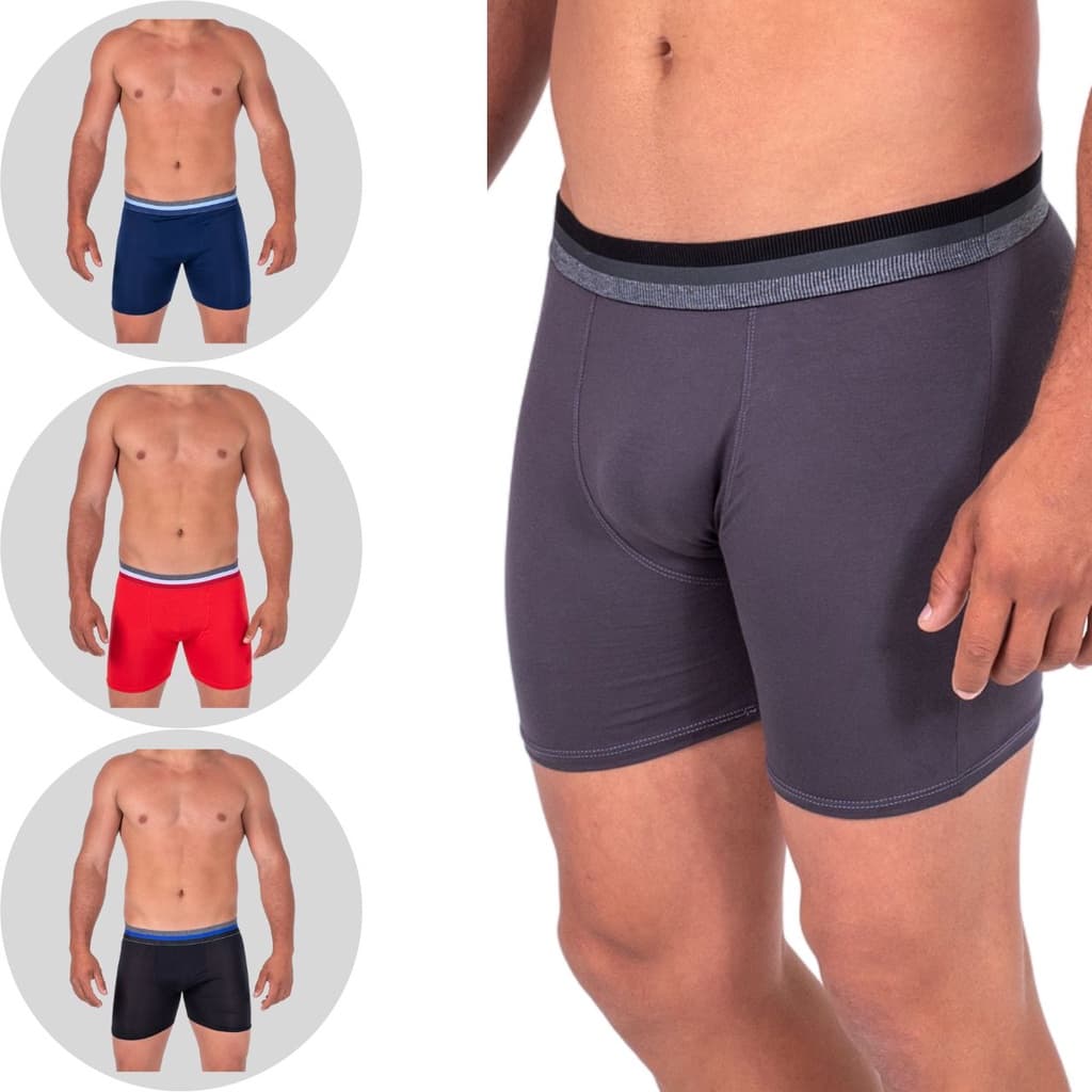 Kit C/3 Cueca Boxer Long Leg TECIDO FIBRA DE BAMBU Luxo Cuecas Box Confortavel Direto da Fabrica