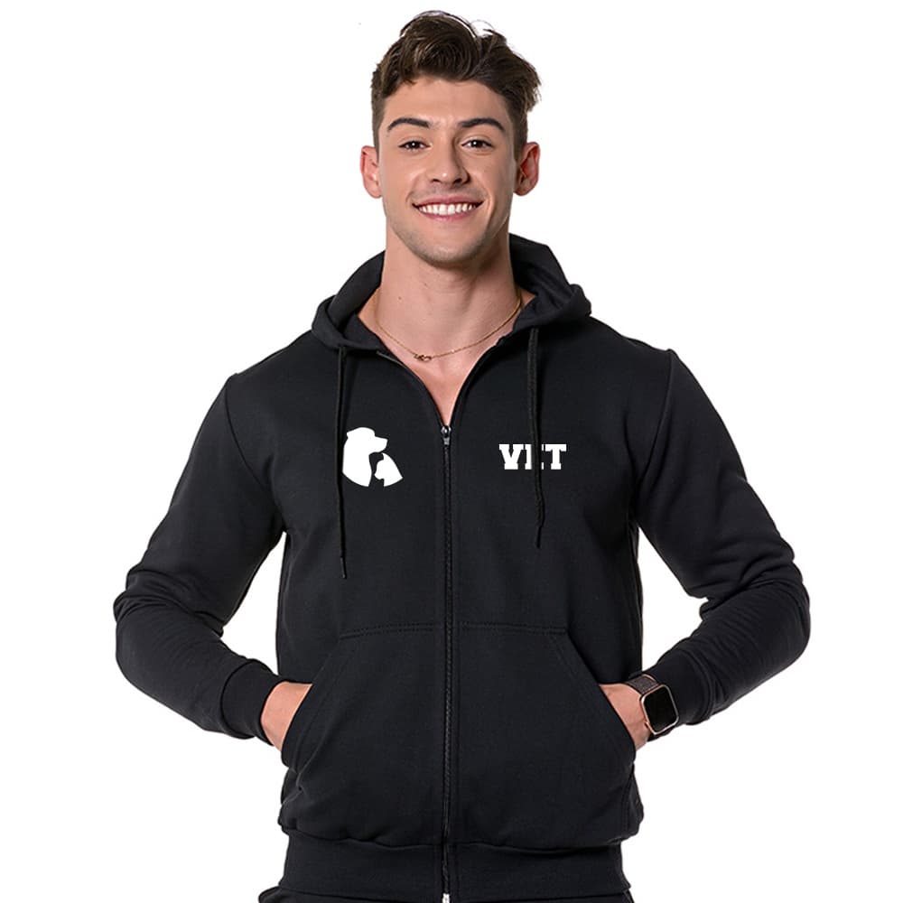 Blusa Moletom Masculino com Ziper Medicina Veterinária VET Faculdade Casaco De Frio Com Capuz