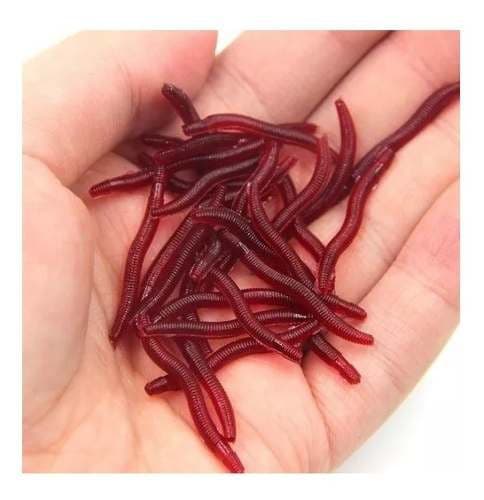 50pcs 4 Cm Simulação  Minhocas Isca De Pesca Artificiais