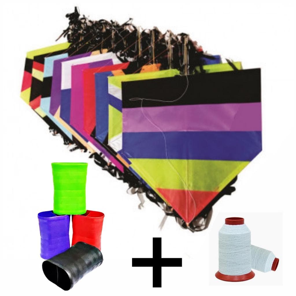 Kit 10 Pipas com Rabiola e Lata com 500 Jardas de linha .