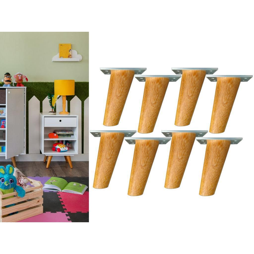 Pé Palito Retro 10cm C/ Base Metal Angelim - Kit 8pcs