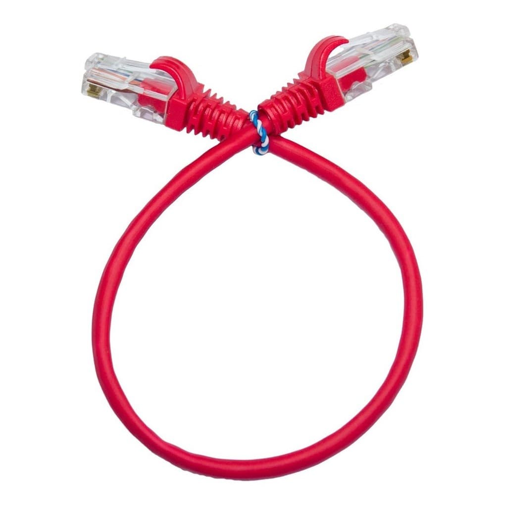 Kit 100 Un. Patch Cord Cat5e Utp Rj45 Vermelho 30cm + Brinde