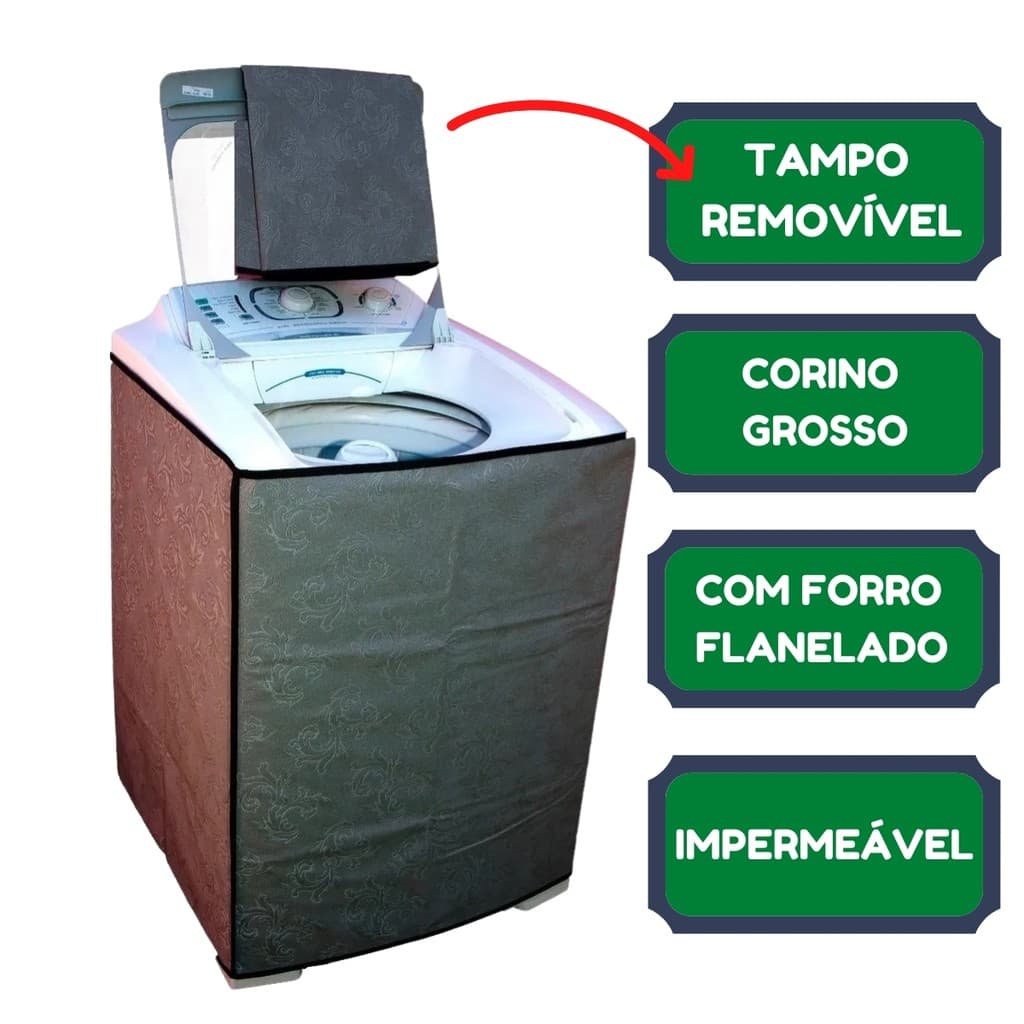 Capa para Máquina de Lavar Roupas Consul 10Kg Brastemp Consul Panasonic Colormac