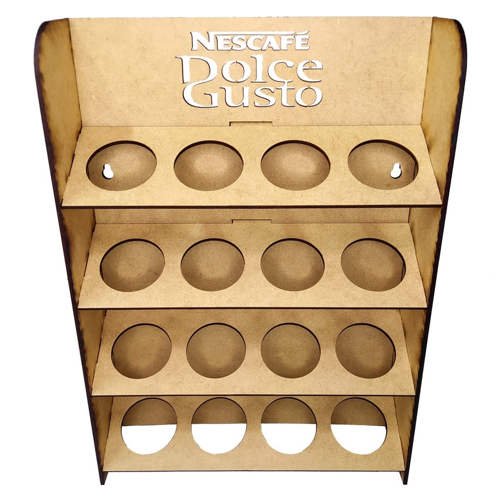 Suporte Para 16 Cápsulas em MDF de Café Expresso Dolce Gusto em Mdf Cru