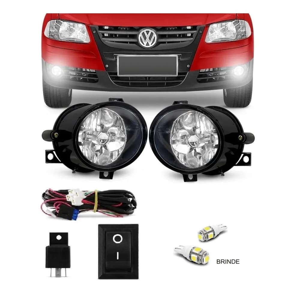 Kit Farol Milha Gol Parati Saveiro G4 2005 A 2008 + Par de pingo t10 5050 5 leds