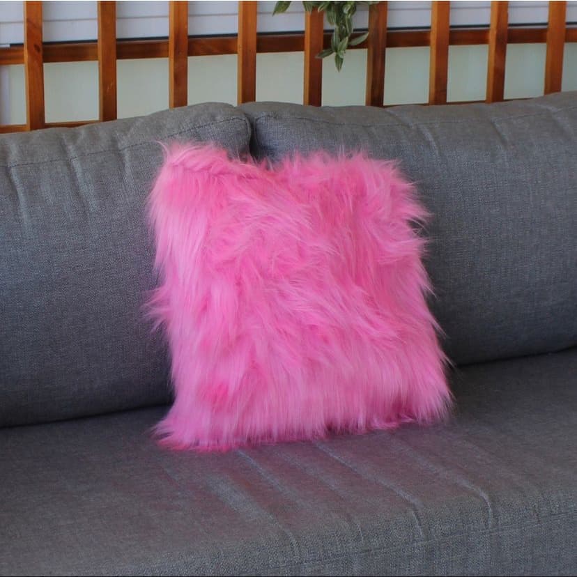 Capa De Almofada Pelúcia Pelo Alto Rosa 45cm X 45cm PROMOÇÃO