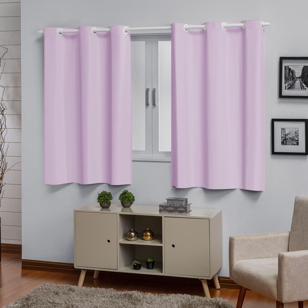 Cortina Curta Blackout para Janela 2,20mx1,30m Rosa Bebê PVC