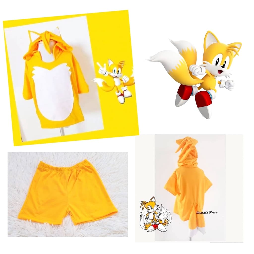 Tails fantasia Conjunto de camiseta e shorts  Turma Do Sonic