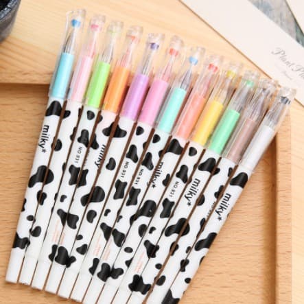 Caneta em Gel Escolar papelaria vaquinha Milky canetinha com Desenho de Vaca caneta criativa