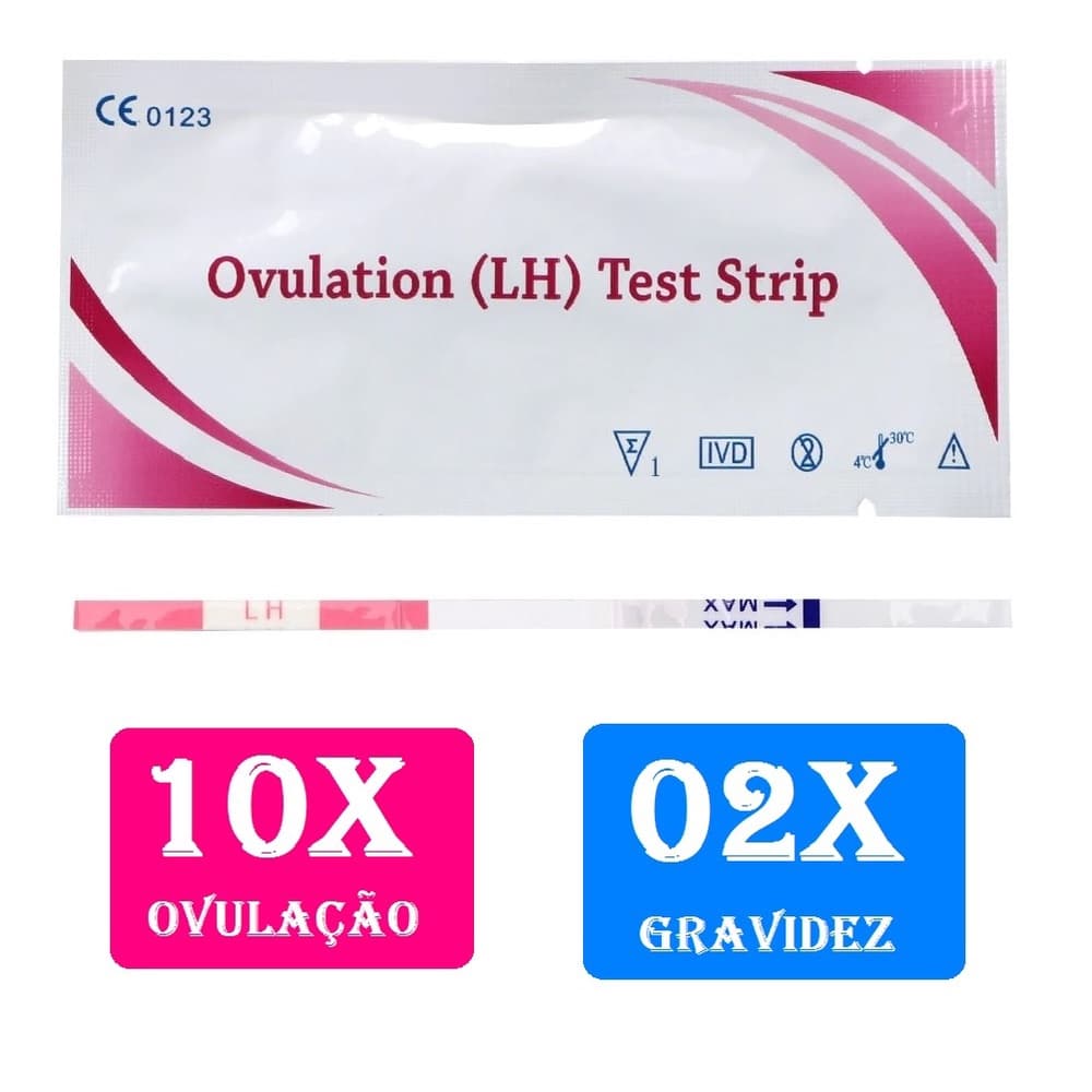 10 Testes de Ovulação + 02 Testes de Gravidez