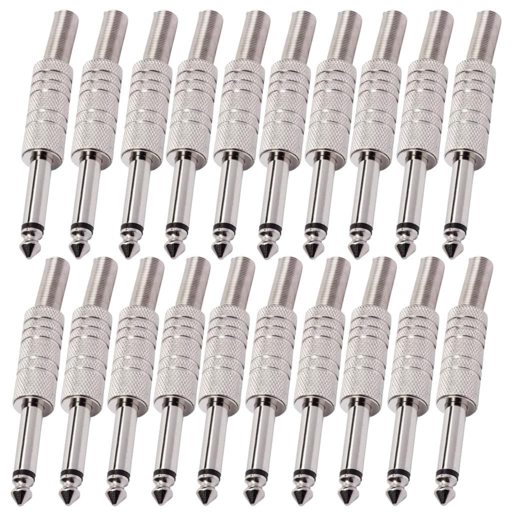 20X Plug P10 Mono Metal Guitarra Baixo Violão (Pacote com 20pçs)