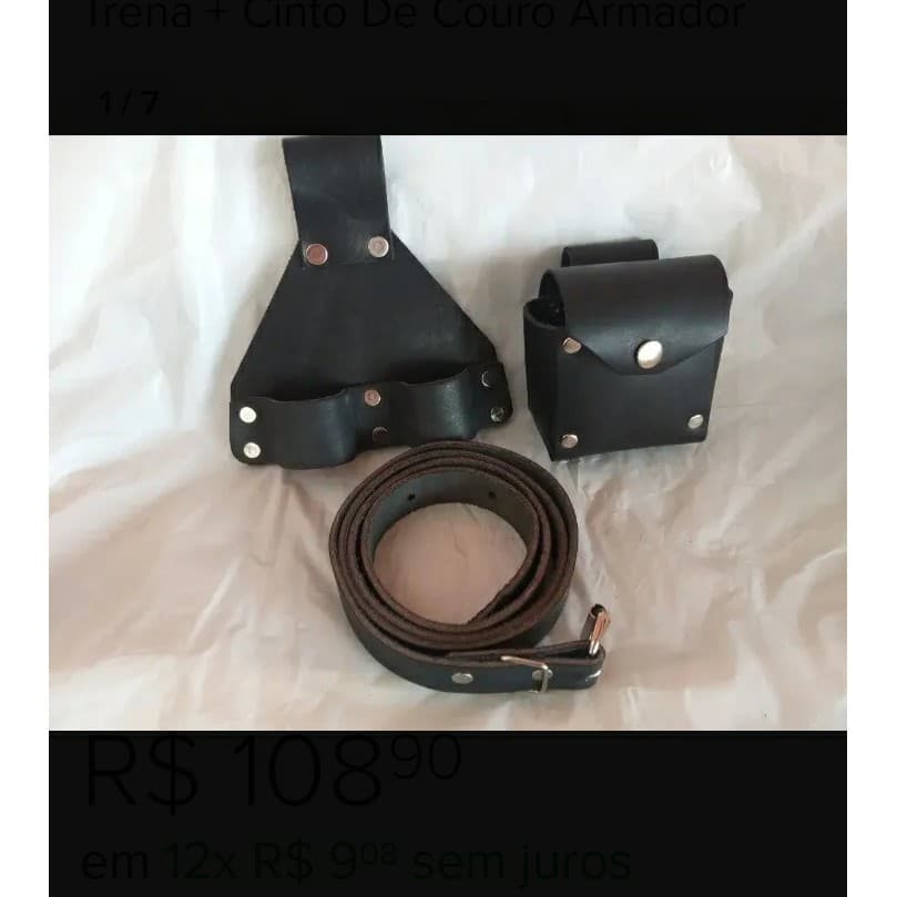 Cinto Armador Couro Preto Legítimo - Porta Turquesa - Porta Trena - Cinto De Couro Grosso