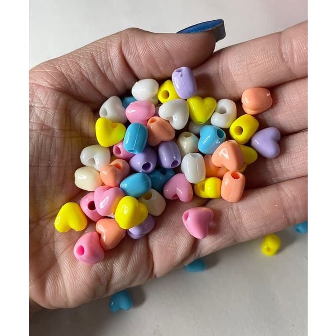Miçangas coração cores candy 8 mm 200 unidades plástico pulseira colar