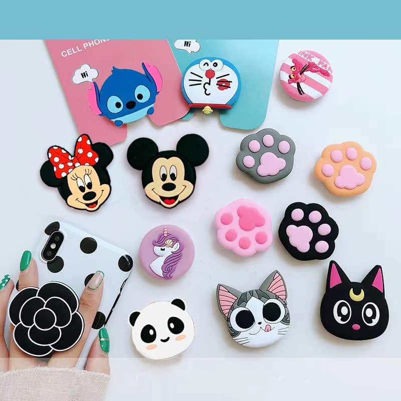 Suporte De Celular De Silicone Dobrável De Desenho Pop Sockets