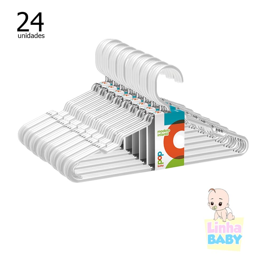 24 unidades Cabide Bebe Acrilico Com Porta Alça Luxo Transparente