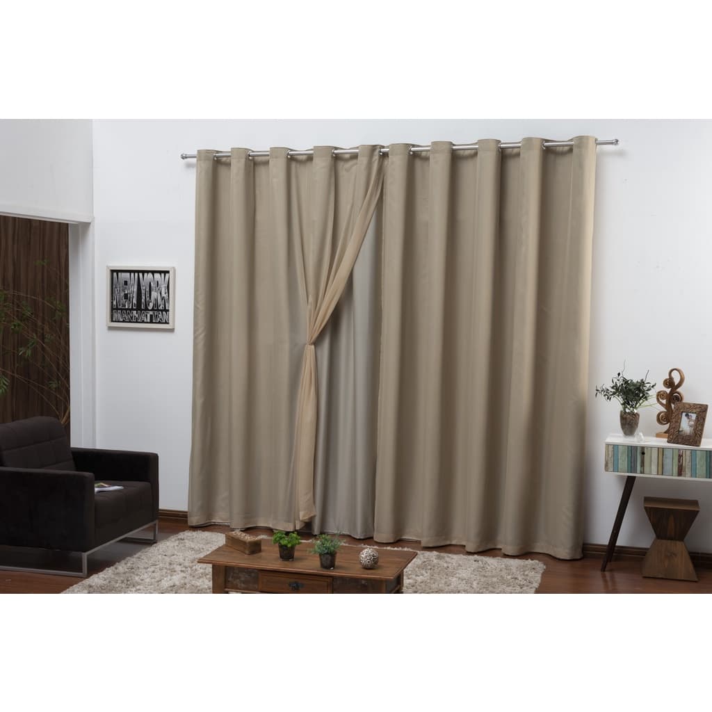 Cortina Blackout Em Tecido Com Voil 8,00x2,50 Sala e Quarto Corta Luz