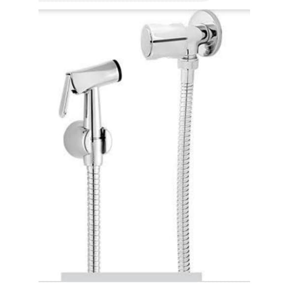 Ducha Higiênica Banheiro Metal Cromada Completa com Engate Mangueira Gatilho Metal 1,20 1/4 Volta C-42