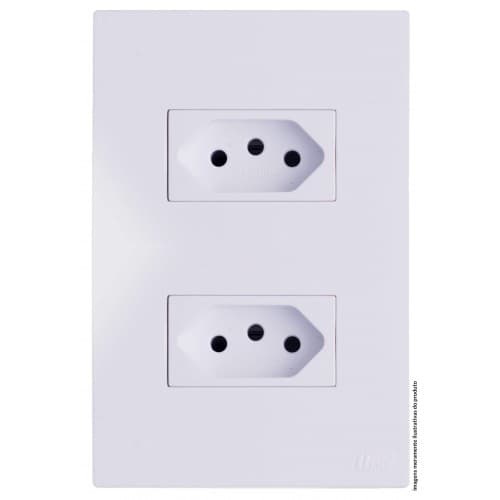Cj Tomada Dupla 20a Separado 4x2 - Recta Branco Gloss Brilhante  - Brg11204-6br