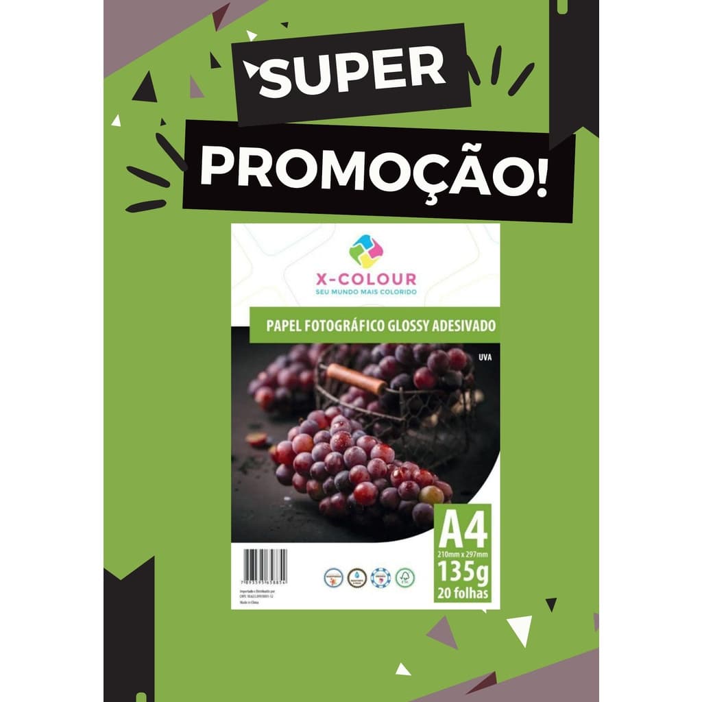 100 Folhas Papel Fotográfico Adesivo Premium A4 Glossy 135g Impressão Promoção!