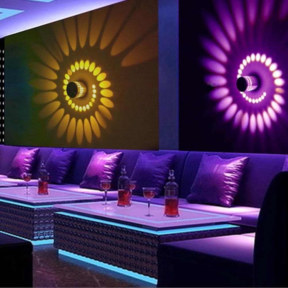 RGB Spiral Hole LED Lâmpada De Parede Com Efeito De Luz Controle Remoto Varinha Colorida Luzes De Decoração De Interiore