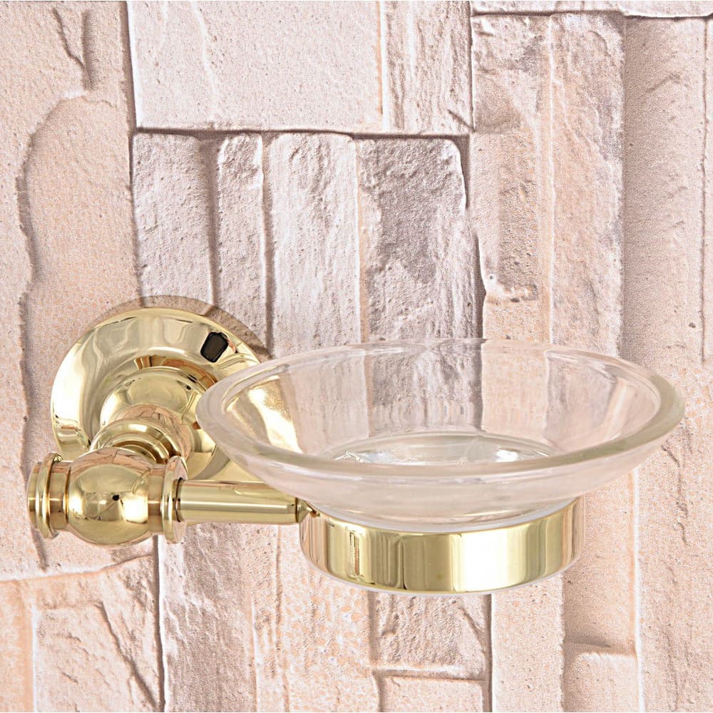 Luxo Dourado Latão Moderno Saboneteira De Vidro Fixado Na Parede Cesta De Sabão Decorativa Acessórios Do Banheiro 2ba305
