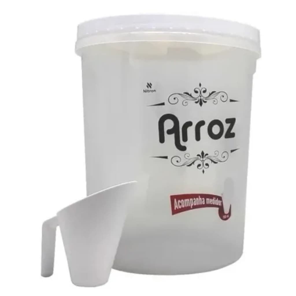 Pote Com Tampa De Rosca Redondo Para Arroz 5,8 L Com Medidor Nitron