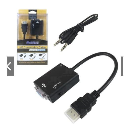 Cabo Conversor Adaptador Hdmi Para Vga Com Saída P2 Áudio