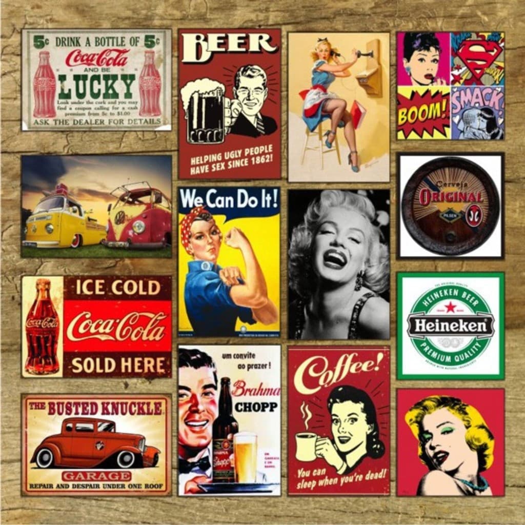 Adesivos Decorativos Vintage Retrô - 19 x 29 cm - (Adesivos Unitários)