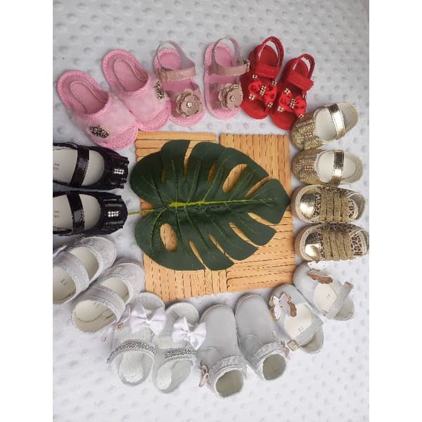 sandalinha sapatinho bebê sapatilha menina sandália recem nascido bebe feminino rosa branco dourado