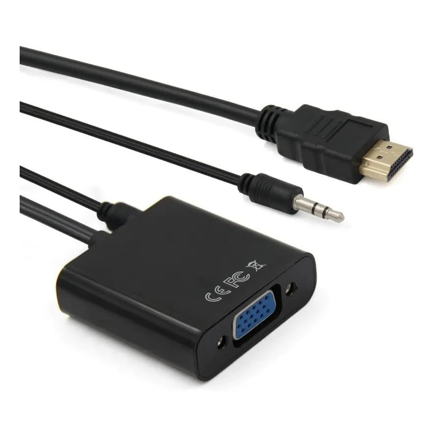 Hdmi Para Vga Com Áudio P2 Conversor Adaptador De Vídeo