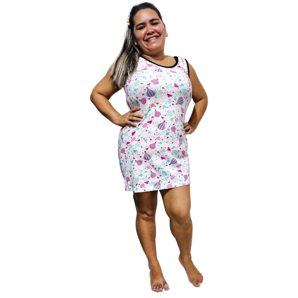 Kit 3 Camisola Feminina Alça/Grossa Estampada Confortável Algodão