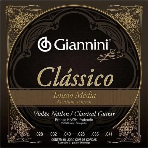 Encordoamento Violão Nylon Giannini Tensão Média GENWPM