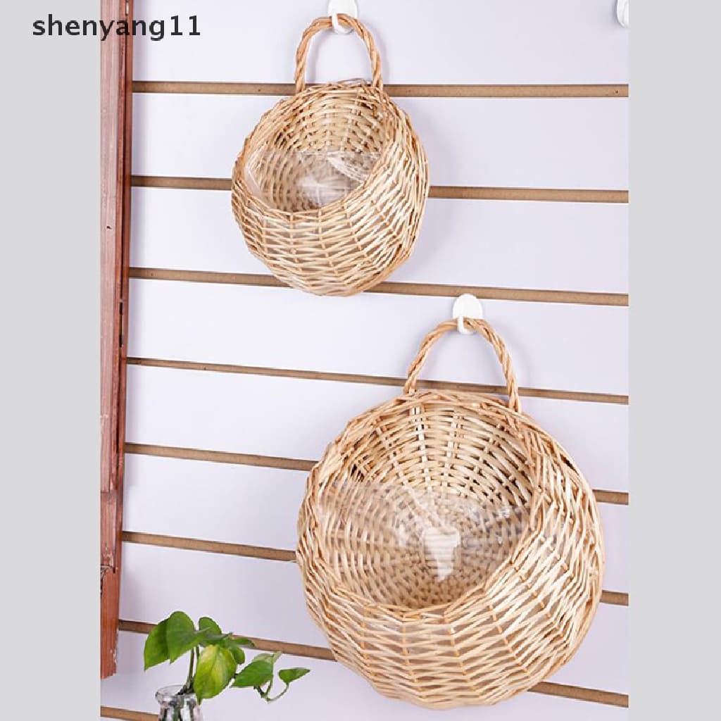 (hotsale) Planta Pendurada De Parede Floreira De Vime Rattan Cesta Decoração De Casa