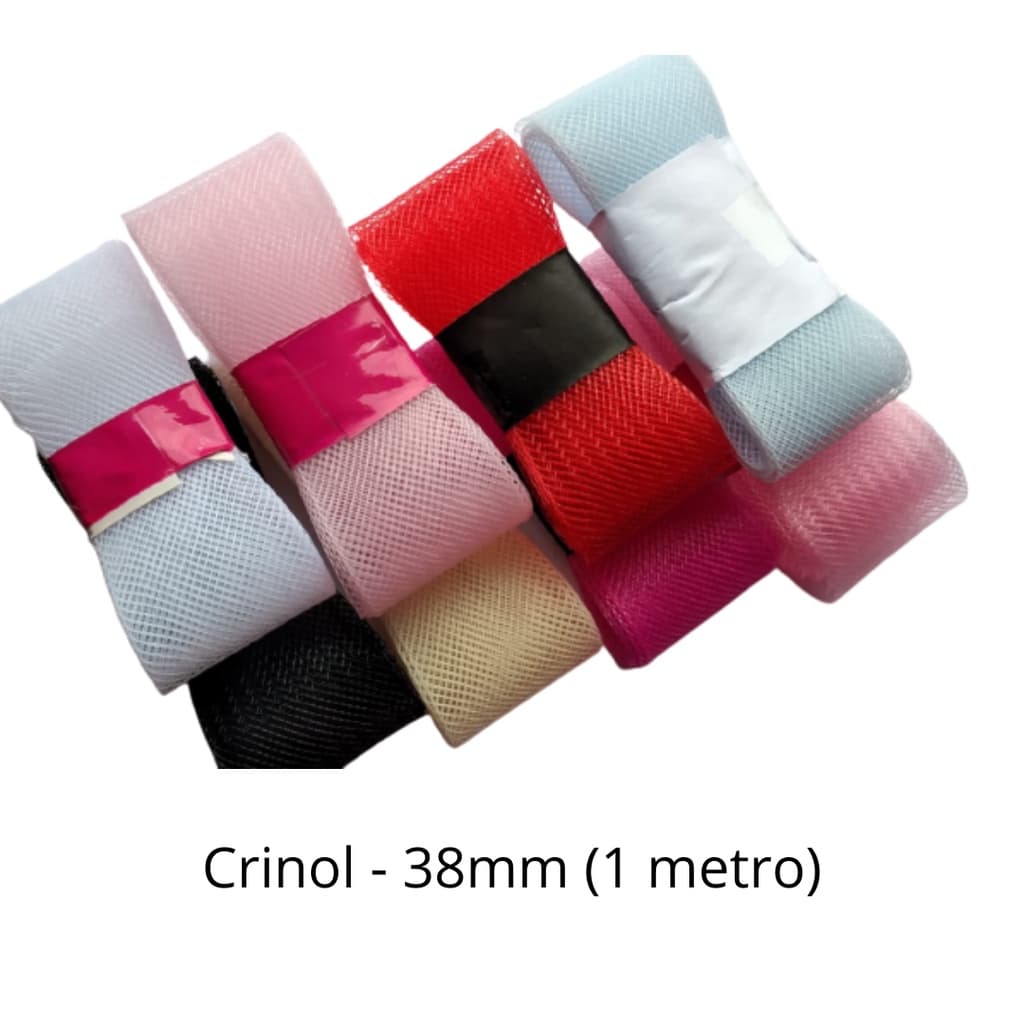 Fita Crinol 38mm (Escolha a partir de 1 Metro) para Laços, Tiaras e Acabamento de Vestidos