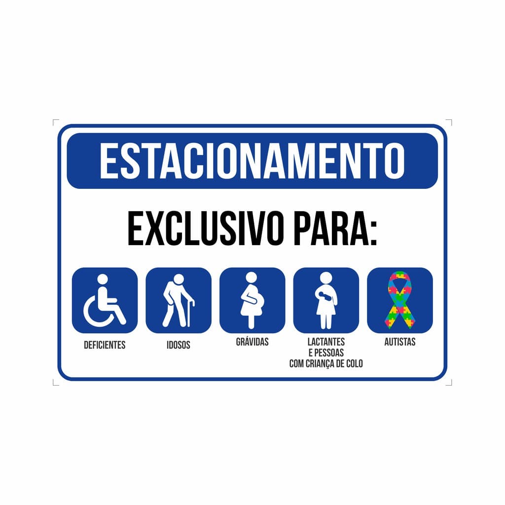 Placa estacionamento exclusivo gestantes idosos especiais