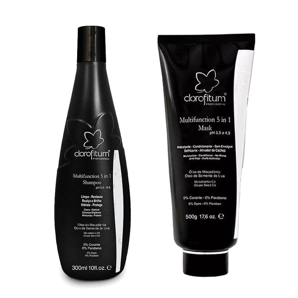 Kit Clorofitum Multifunção  Shampoo glicopower de 300ml  + Creme  5 Em 1 de 500g  Ativador de Cachos condicionante