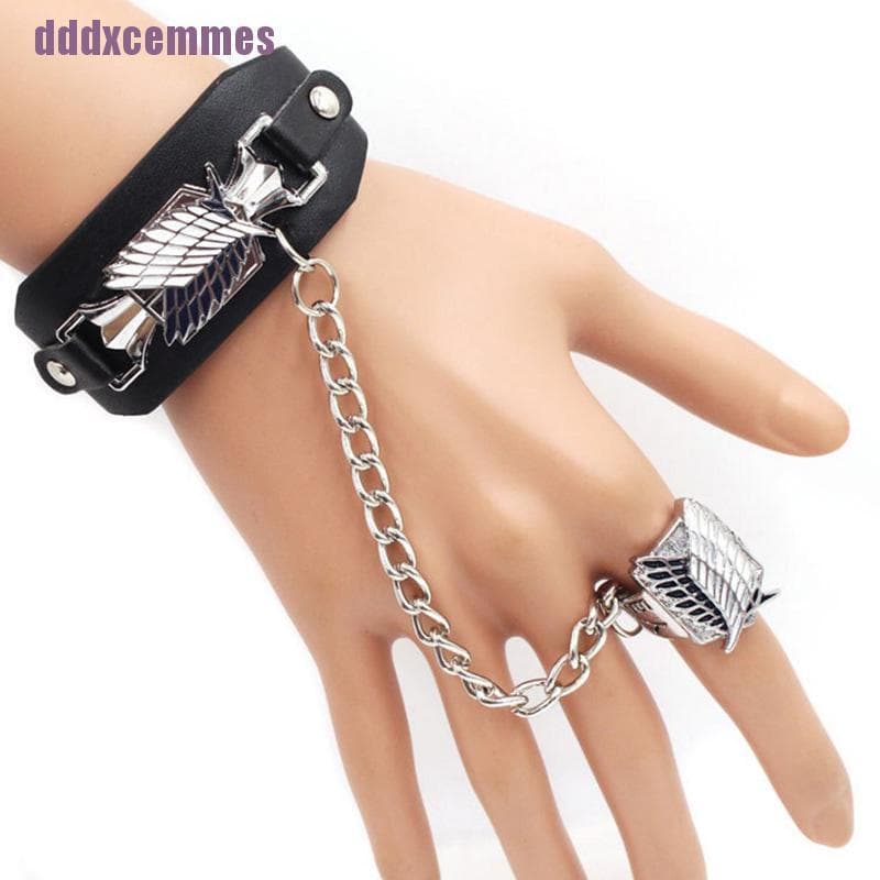 Dddxcemms// Festo ATTACK ON TITAN Cosplay Adereços Pulseira + Anel De Dedo , Fãs Coleção