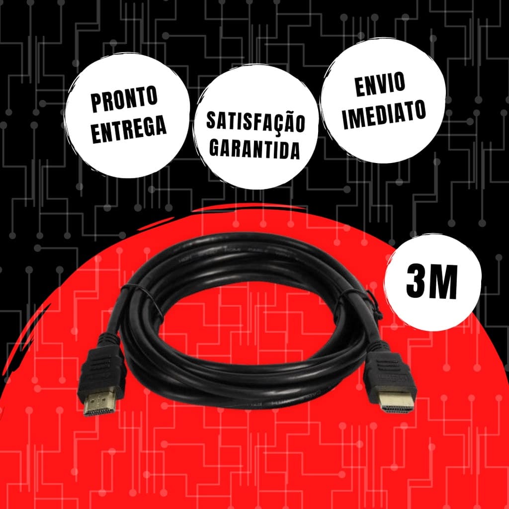 Cabo HDMI 2.0 19 Pinos Áudio e Vídeo 3 Metro Full HD 1080p 4K Fortrek Promoção OFERTA