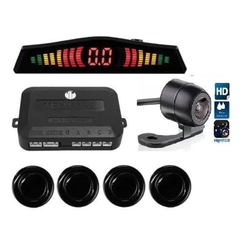 Sensor Estacionamento Ré 4 Sensores Display + Câmera De Ré