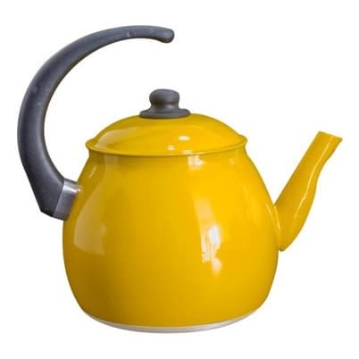 Chaleira Alumínio Bule Amarelo Retro Com Tampa 2,4L