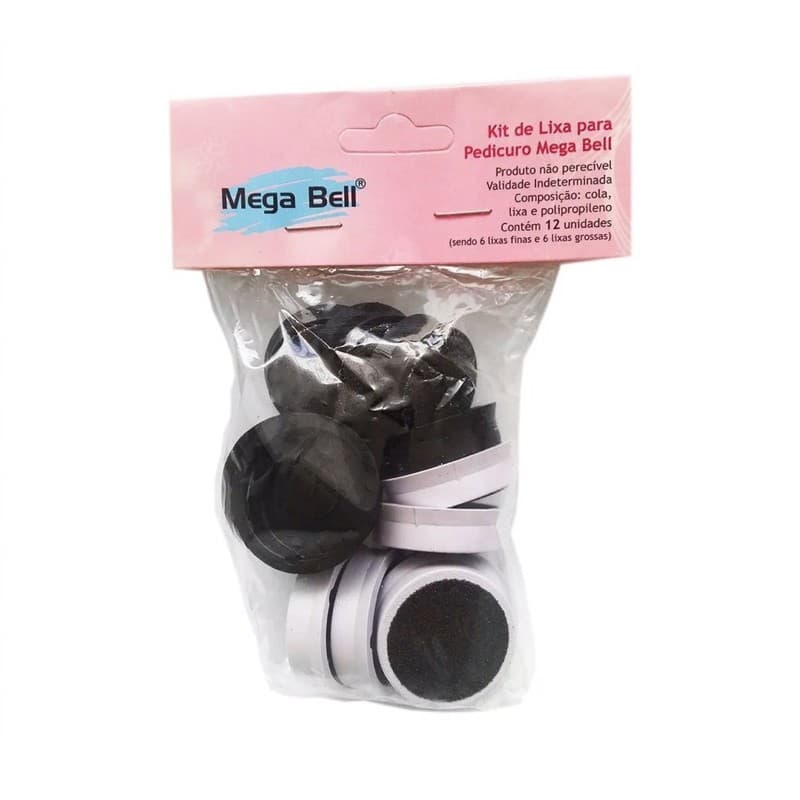 KIT DE LIXAS DESCARTÁVEIS PARA PEDICURO MEGA BELL - 12 LIXAS