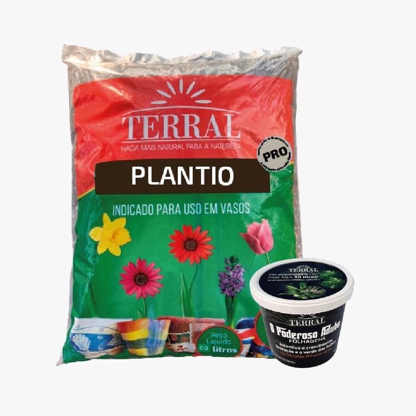 Kit Folhagem (plantio pro de 8lts + poderoso folhagens)